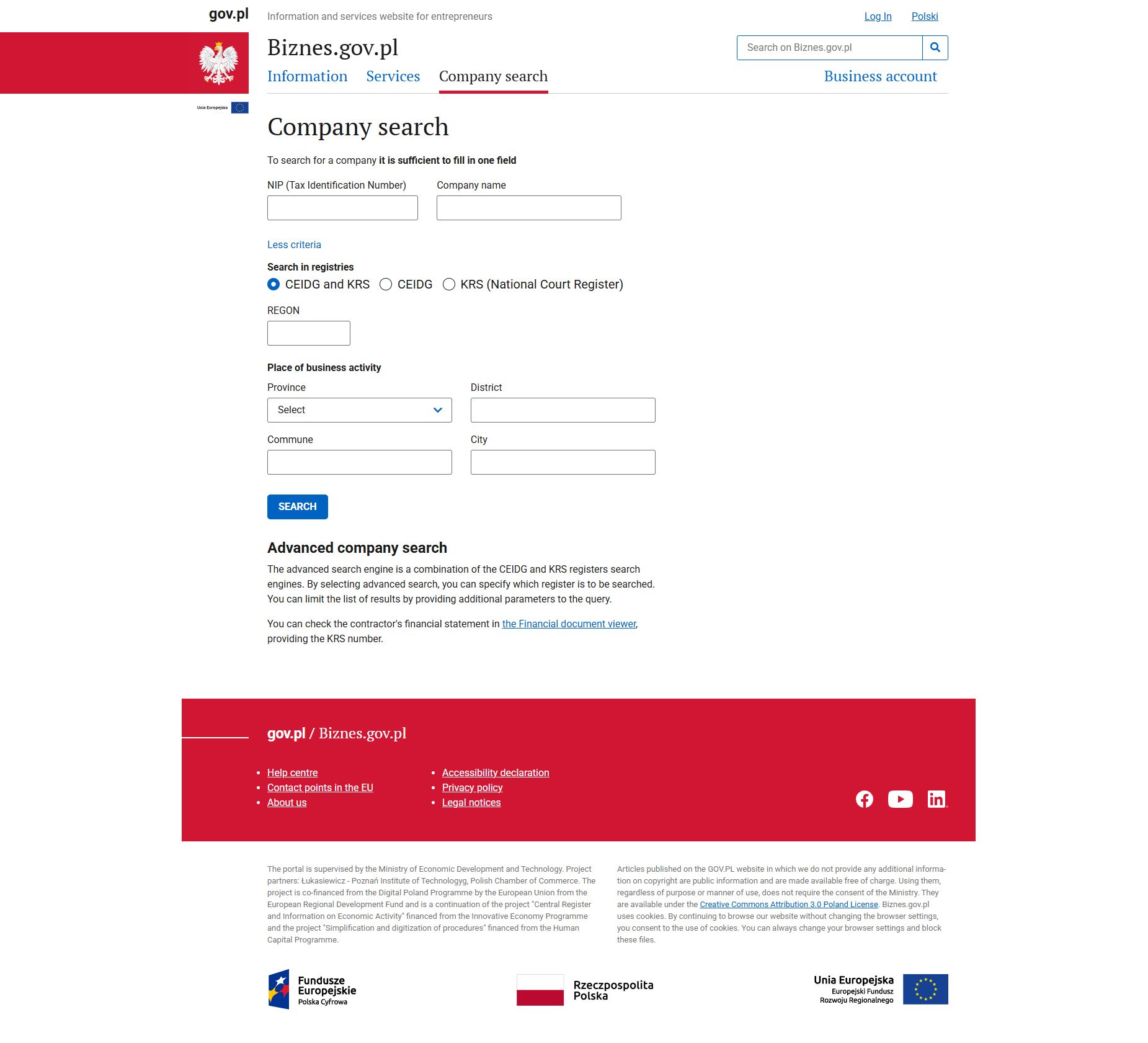 Biznes.gov.pl company search