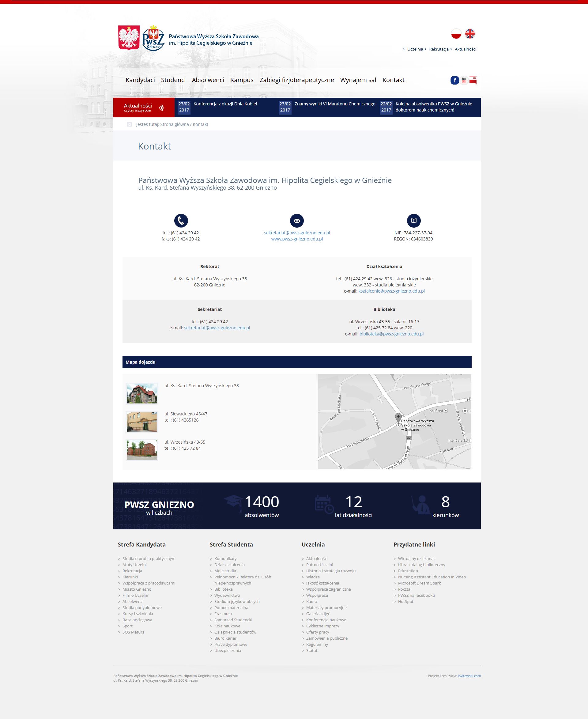 PWSZ Gniezno contact page